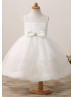 Ivory Lace Organza Flower Girl Dress With Bow Ivory Lace Organza Flower Girl Dress With Bow